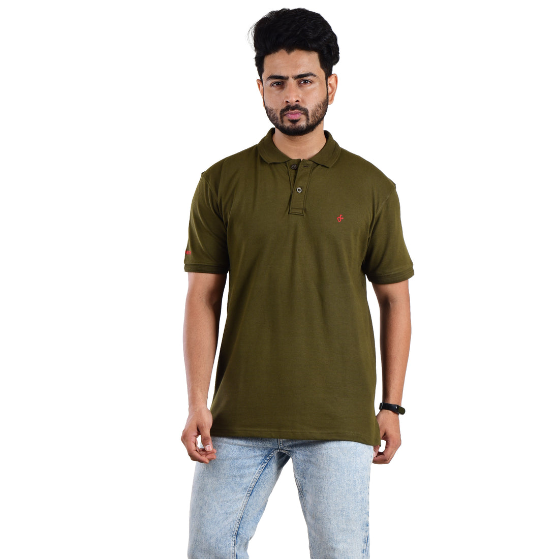 Men’s Premium Collared T-Shirt – 100% Cotton Olive Green