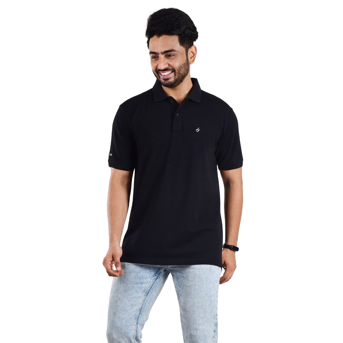 Men’s Collared T-Shirt – 100% Cotton - Black