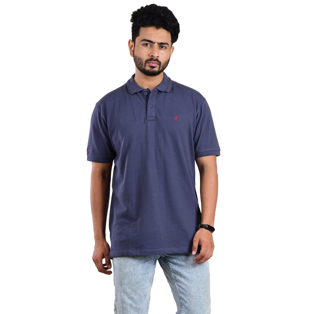 Men’s Premium Collared T-Shirt – 100% Cotton Dark Blue