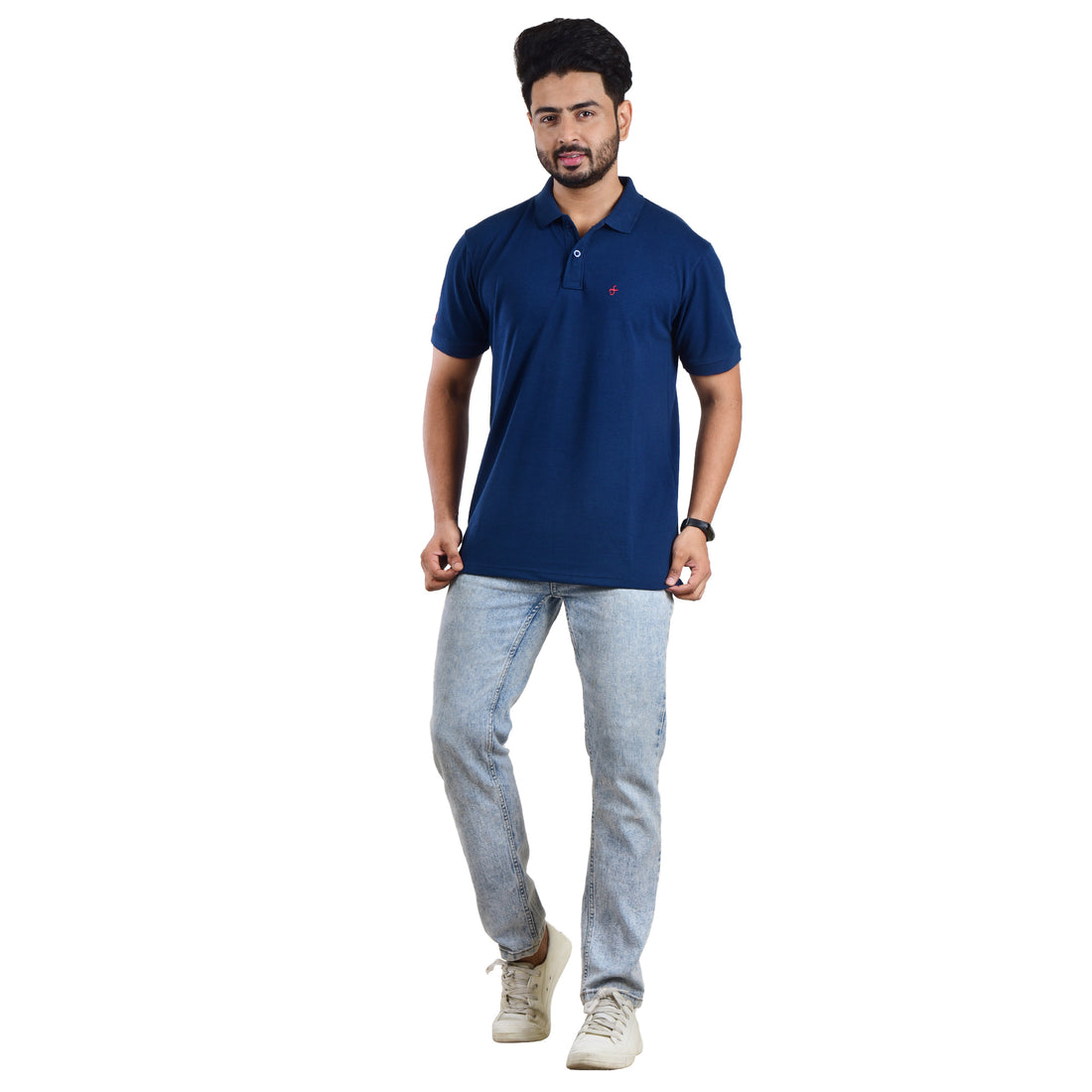 Men’s Premium Collared T-Shirt – Polyester Cotton Blend - Navy Blue