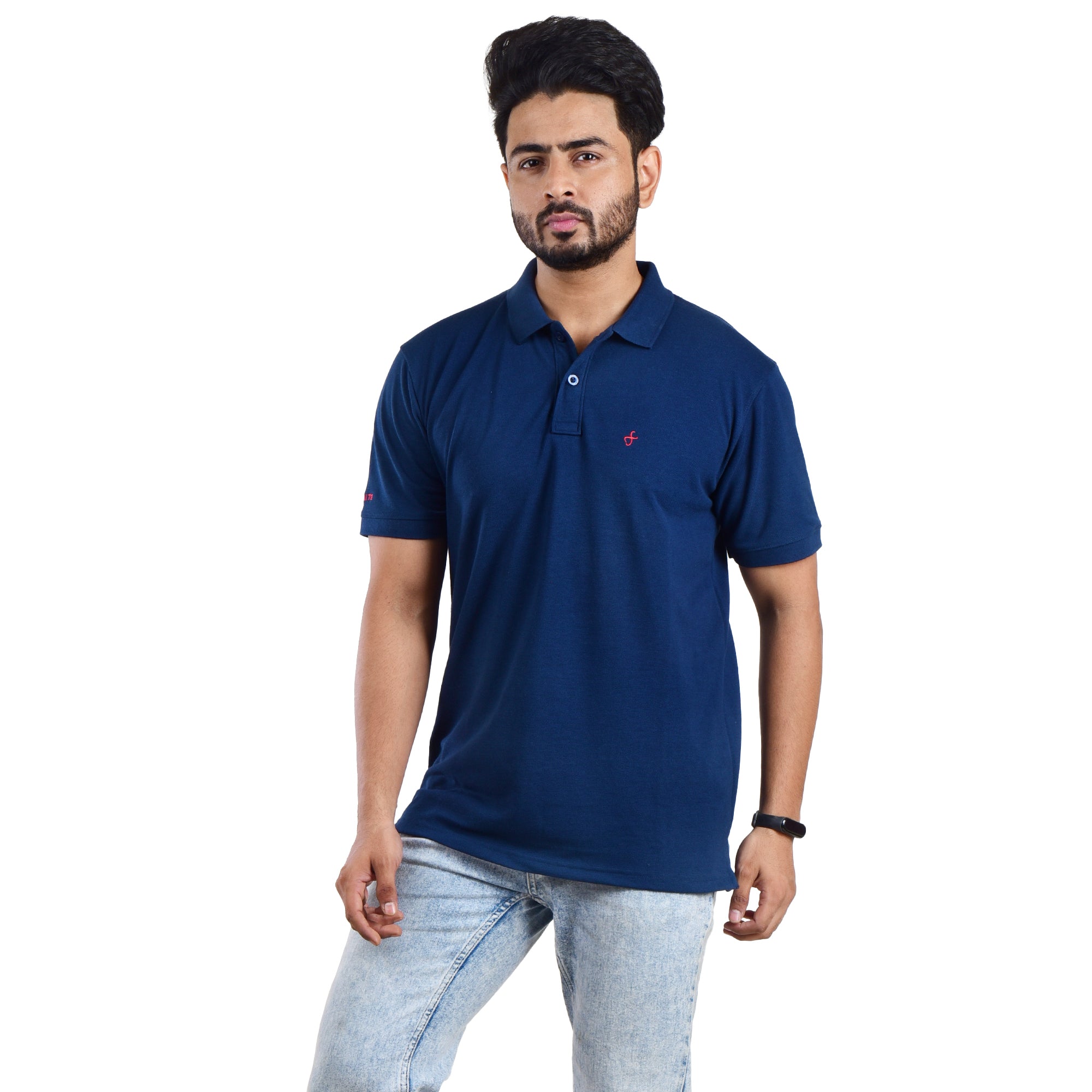 Men’s Premium Collared T-Shirt – Polyester Cotton Blend - Navy Blue