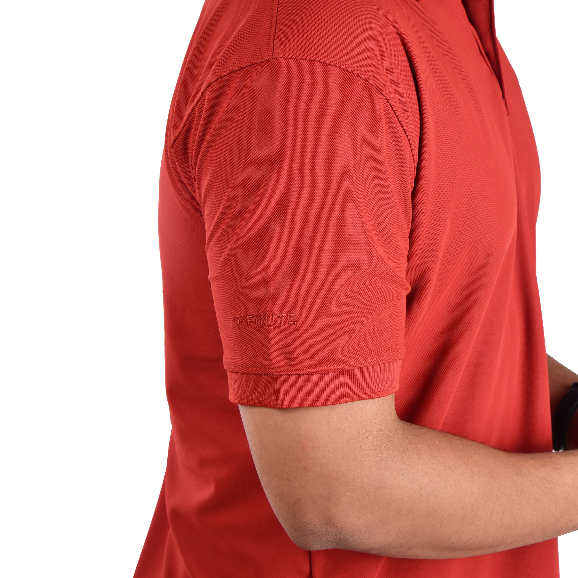Men’s Collared T-Shirt – Polyester Spandex Blend - Light Red