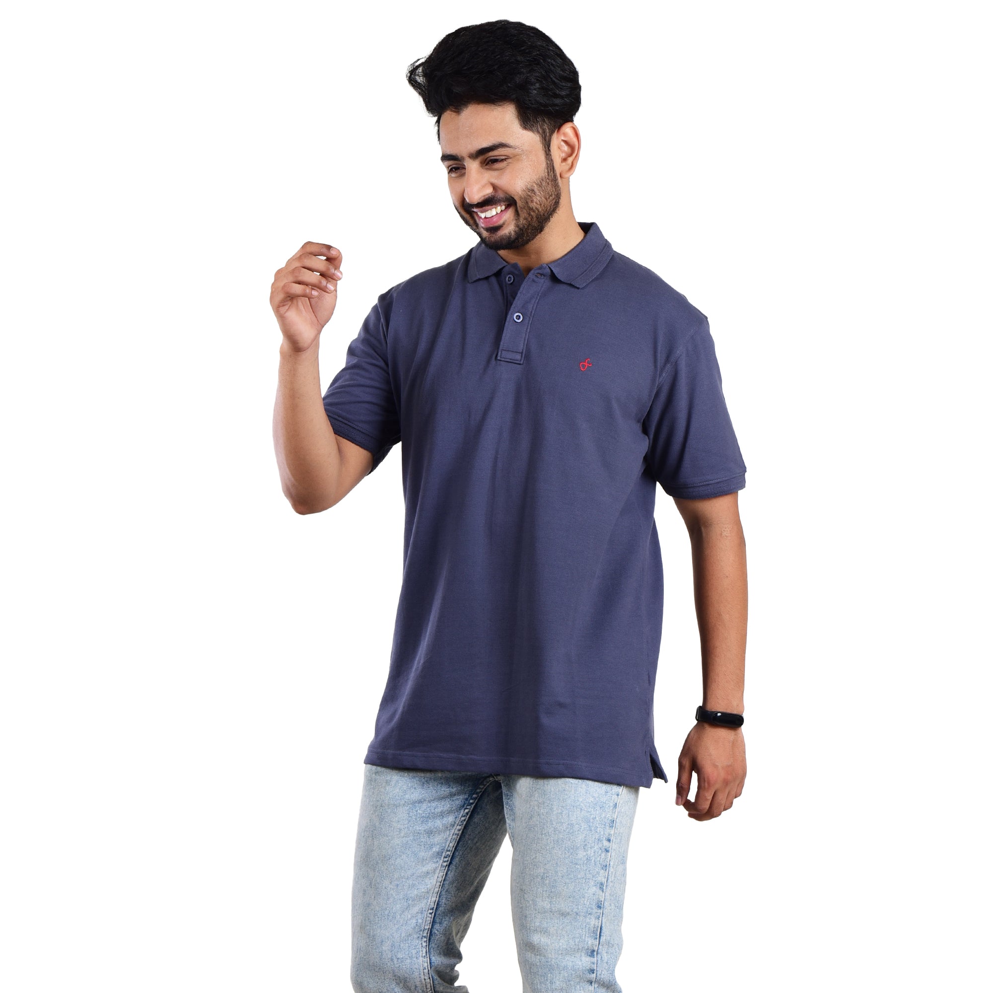 Men’s Premium Collared T-Shirt – 100% Cotton Dark Blue