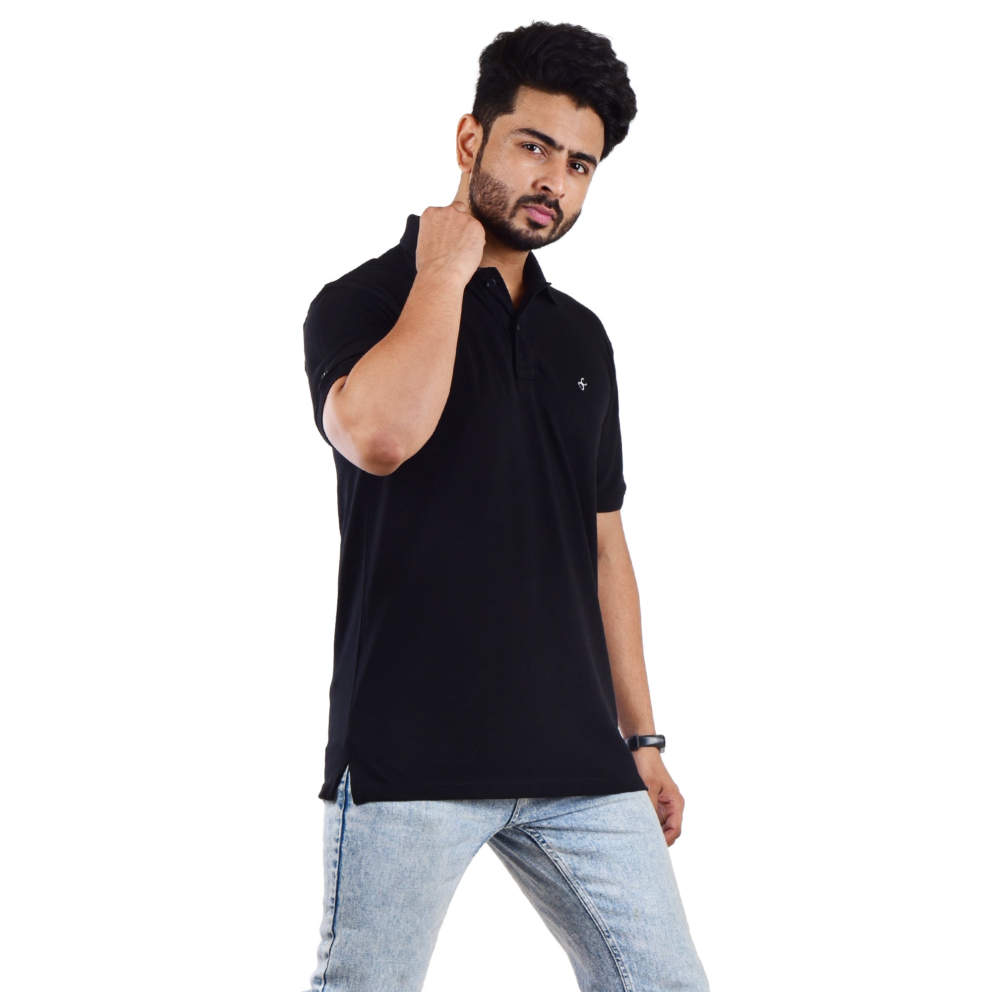 Men’s Collared T-Shirt – 100% Cotton - Black