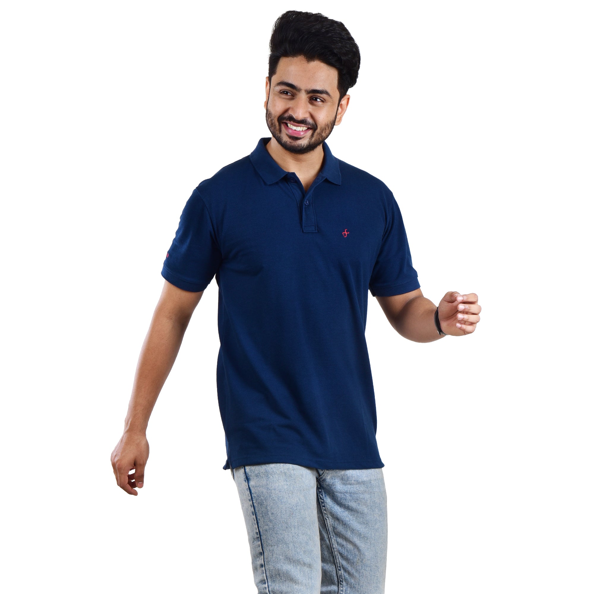 Men’s Premium Collared T-Shirt – Polyester Cotton Blend - Navy Blue