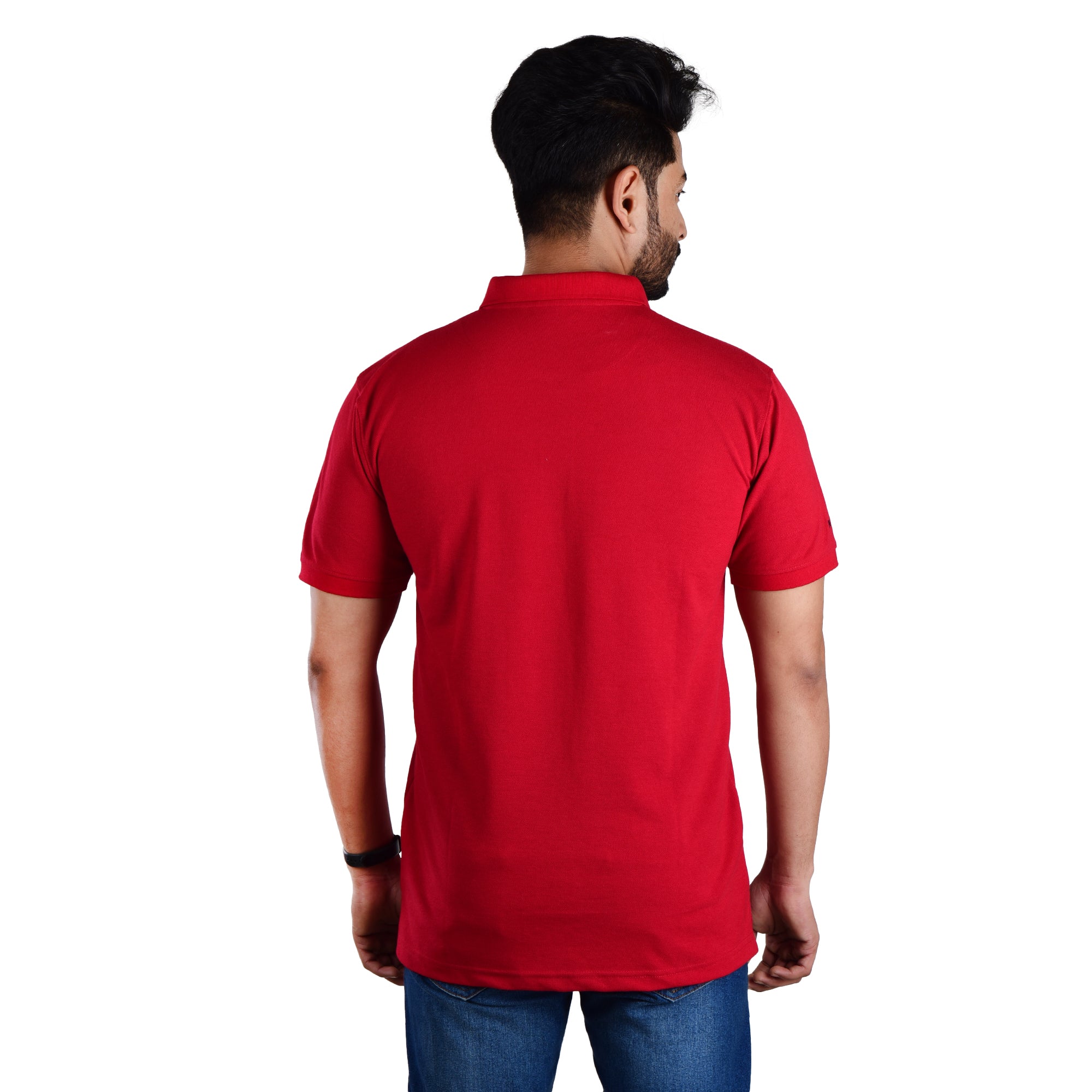 Men’s Premium Collared T-Shirt – Polyester Cotton Blend - Parrot Red