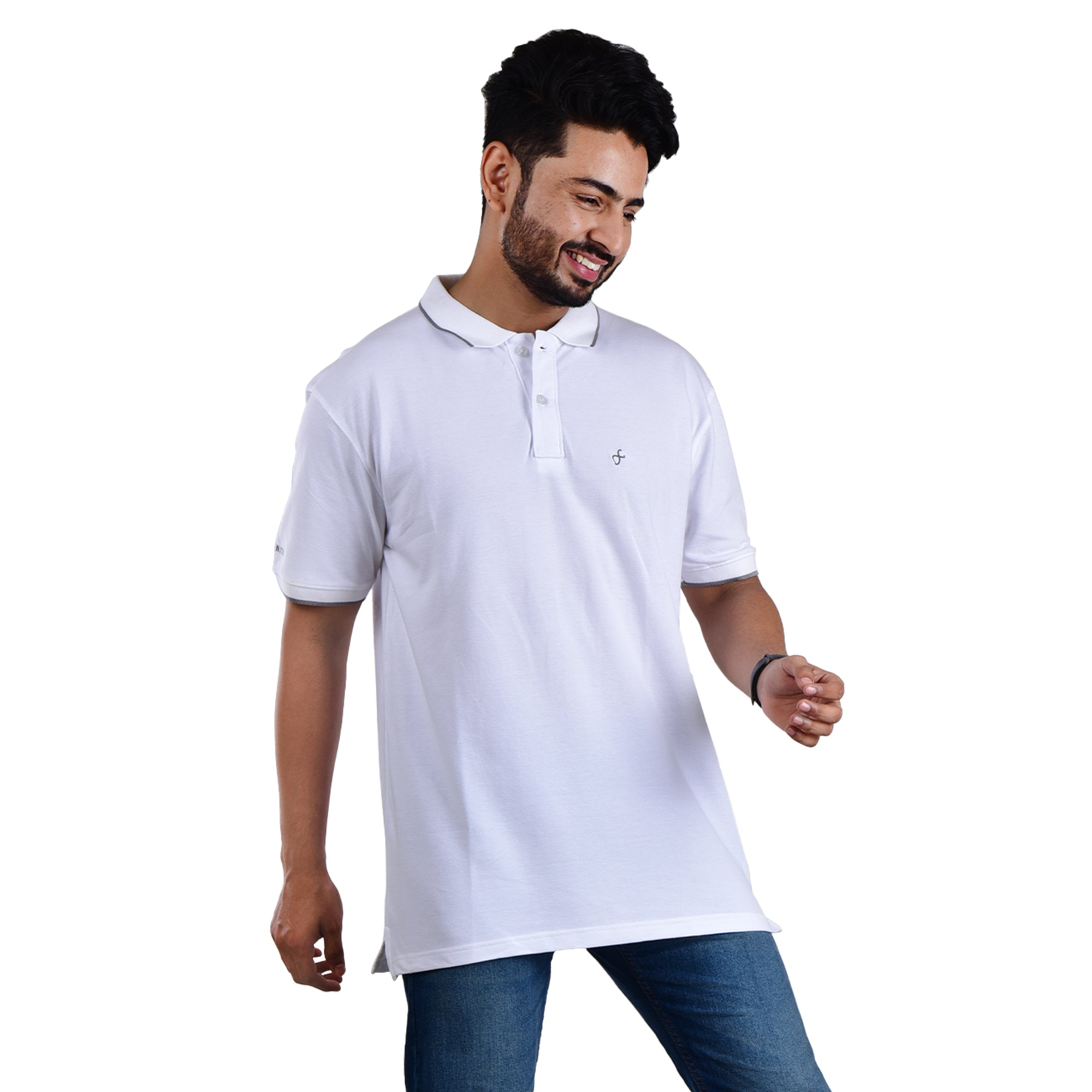 Men’s Collared T-Shirt – 100% Cotton - White