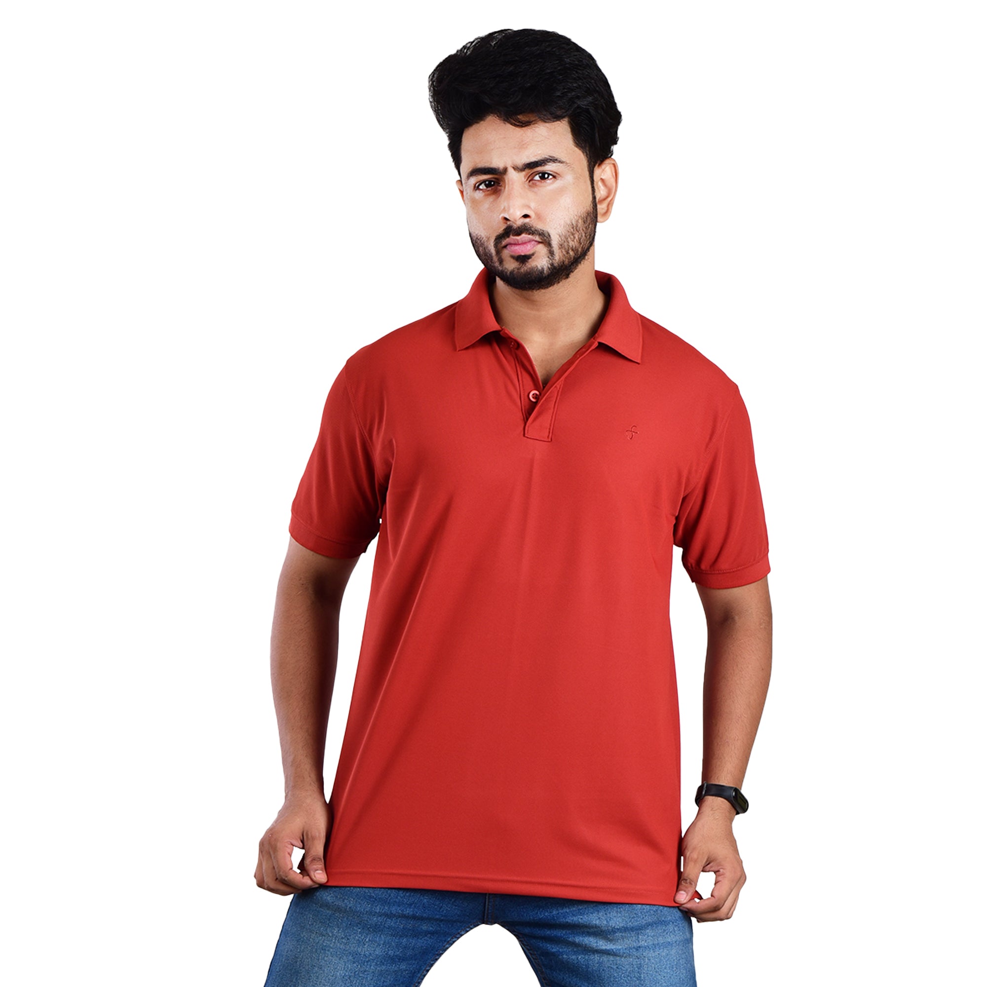 Men’s Collared T-Shirt – Polyester Spandex Blend - Light Red