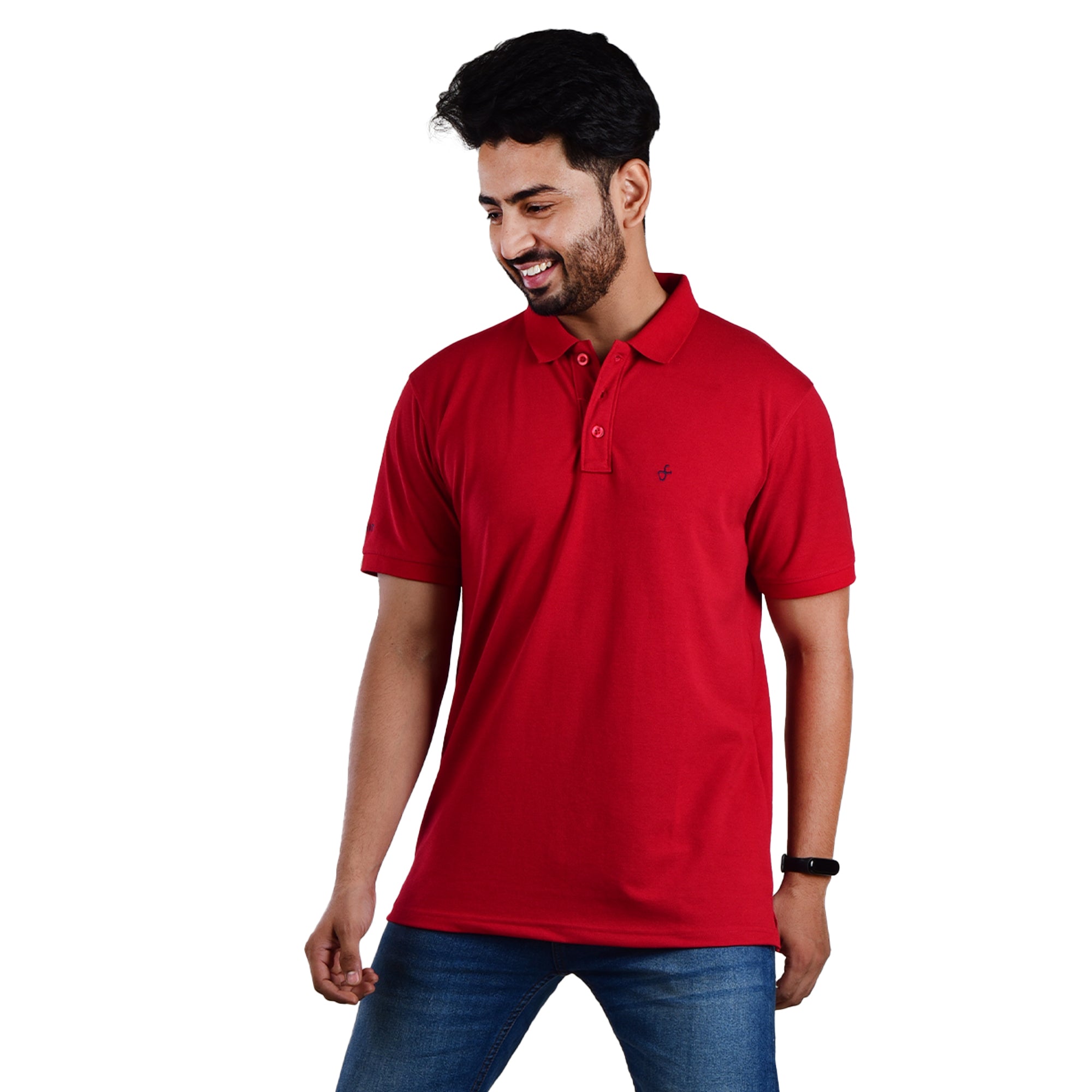 Men’s Premium Collared T-Shirt – Polyester Cotton Blend - Parrot Red