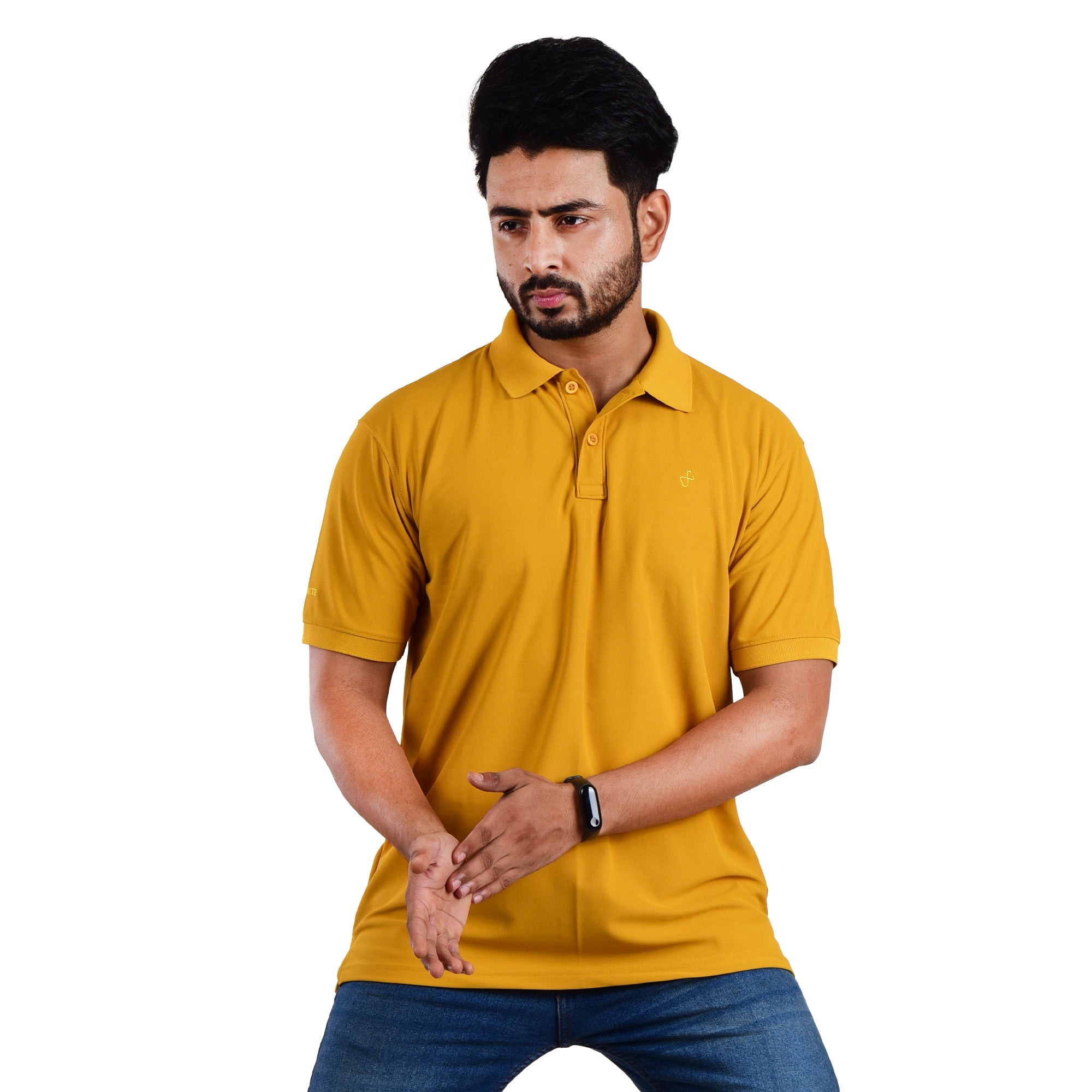 Men’s Collared T-Shirt – Polyester Spandex Blend - Yellow