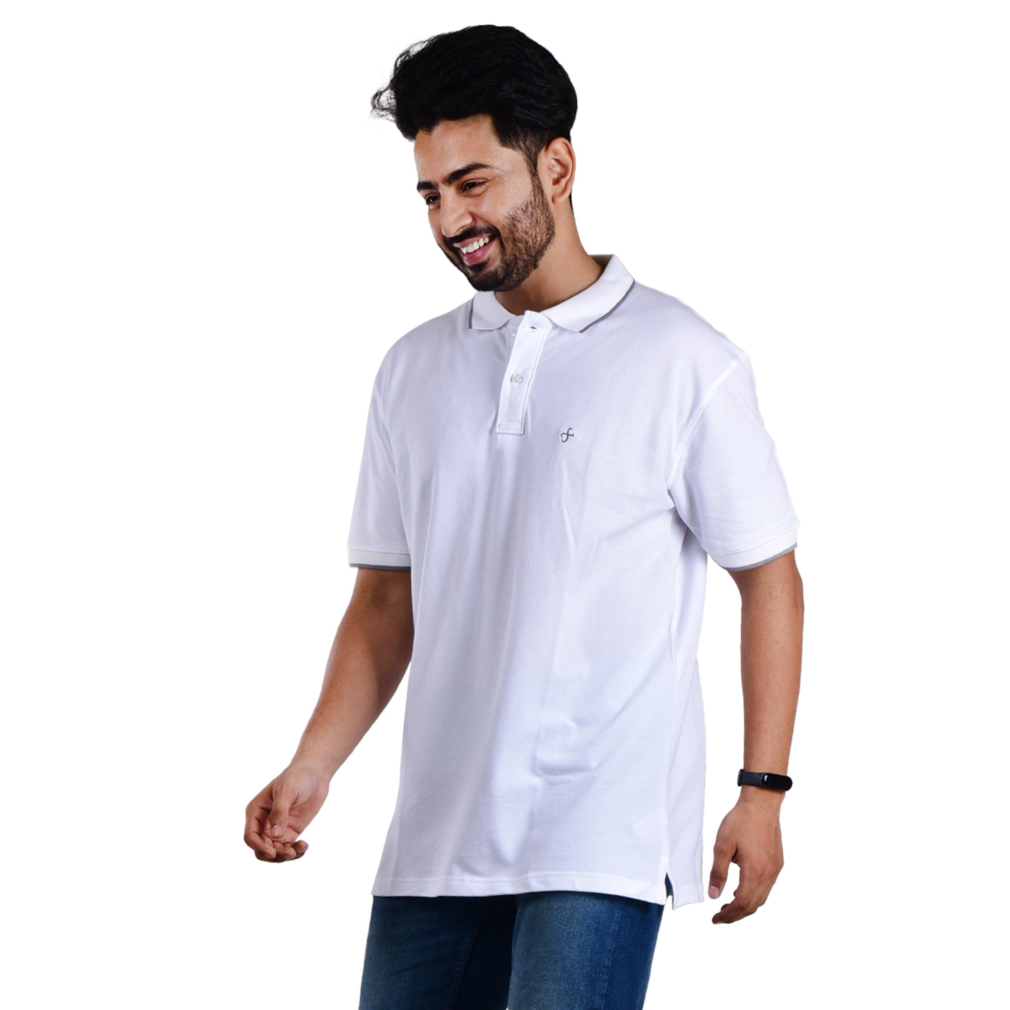 Men’s Collared T-Shirt – 100% Cotton - White