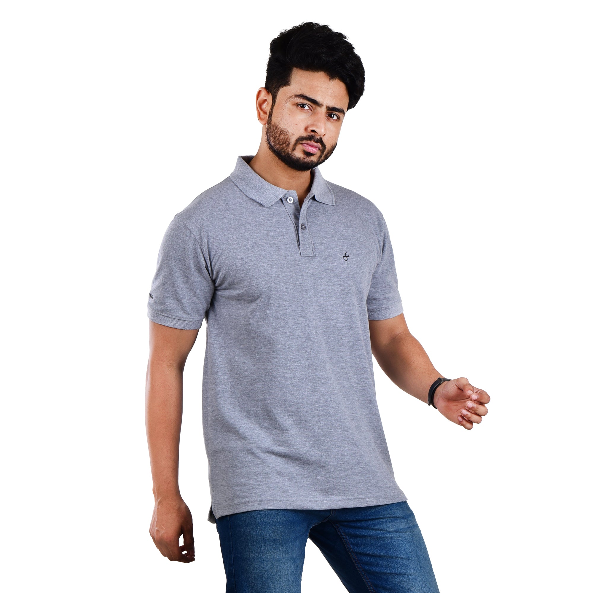 Men’s Premium Collared T-Shirt – Polyester Cotton Blend - Melange