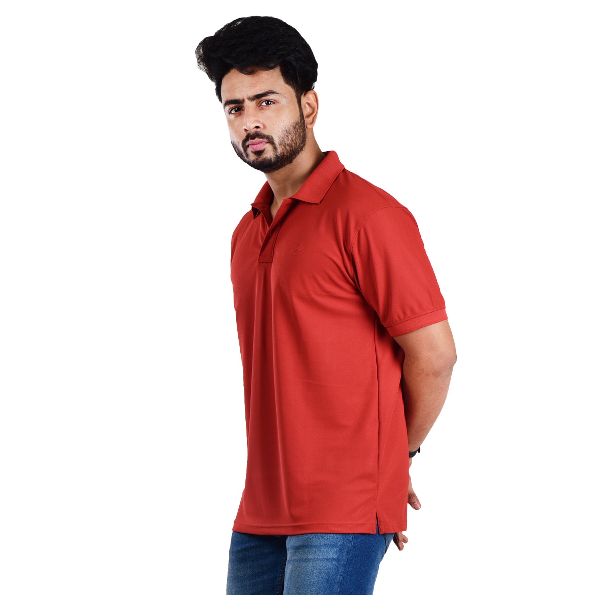 Men’s Collared T-Shirt – Polyester Spandex Blend - Light Red