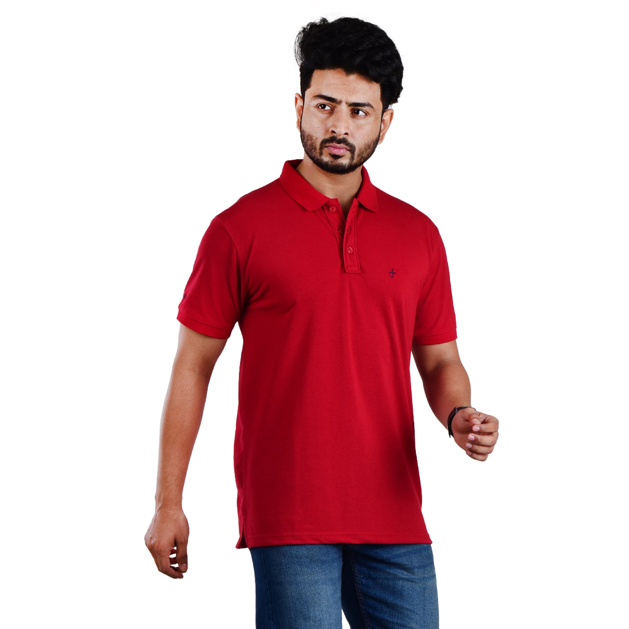 Men’s Premium Collared T-Shirt – Polyester Cotton Blend - Parrot Red