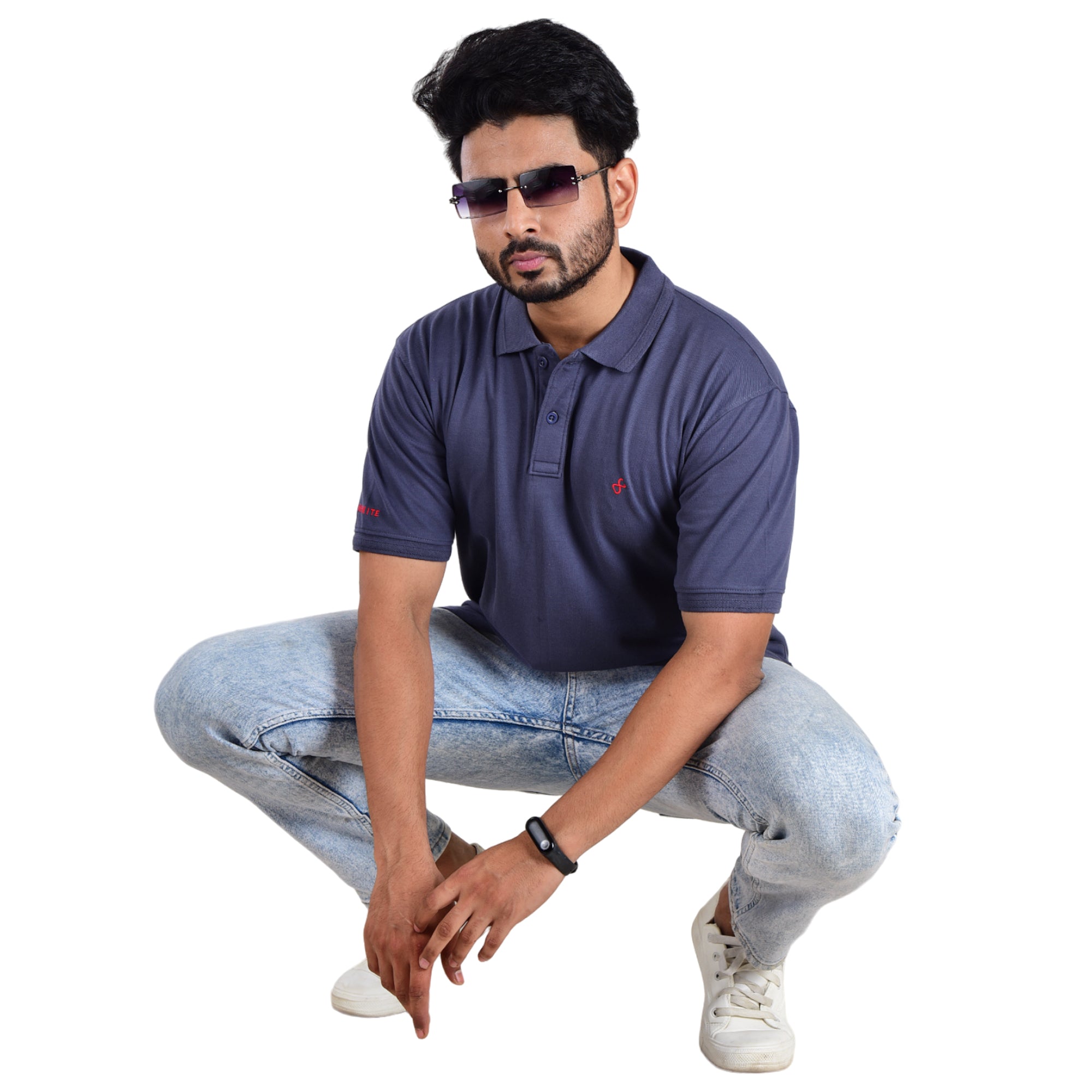 Men’s Premium Collared T-Shirt – 100% Cotton Dark Blue