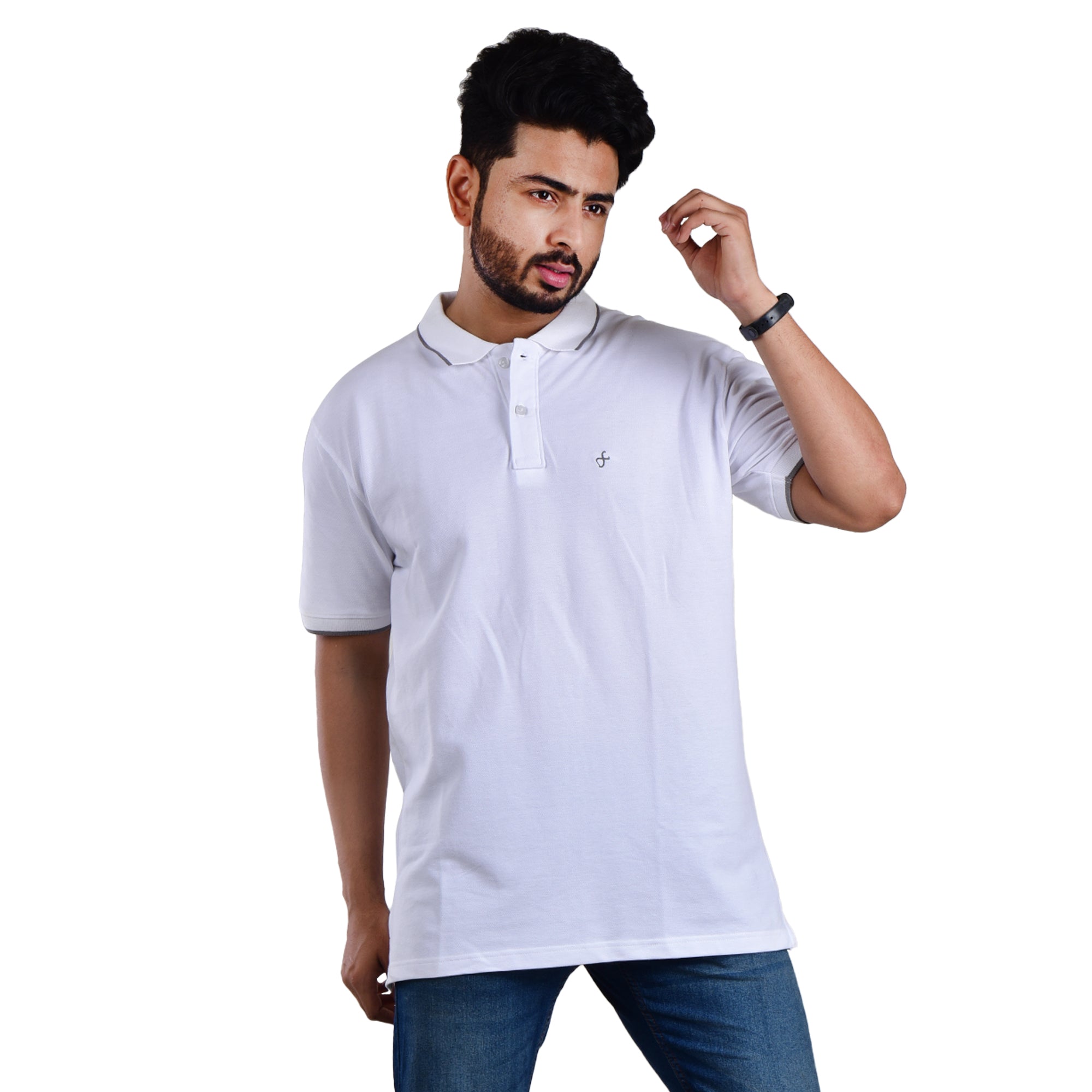 Men’s Collared T-Shirt – 100% Cotton - White
