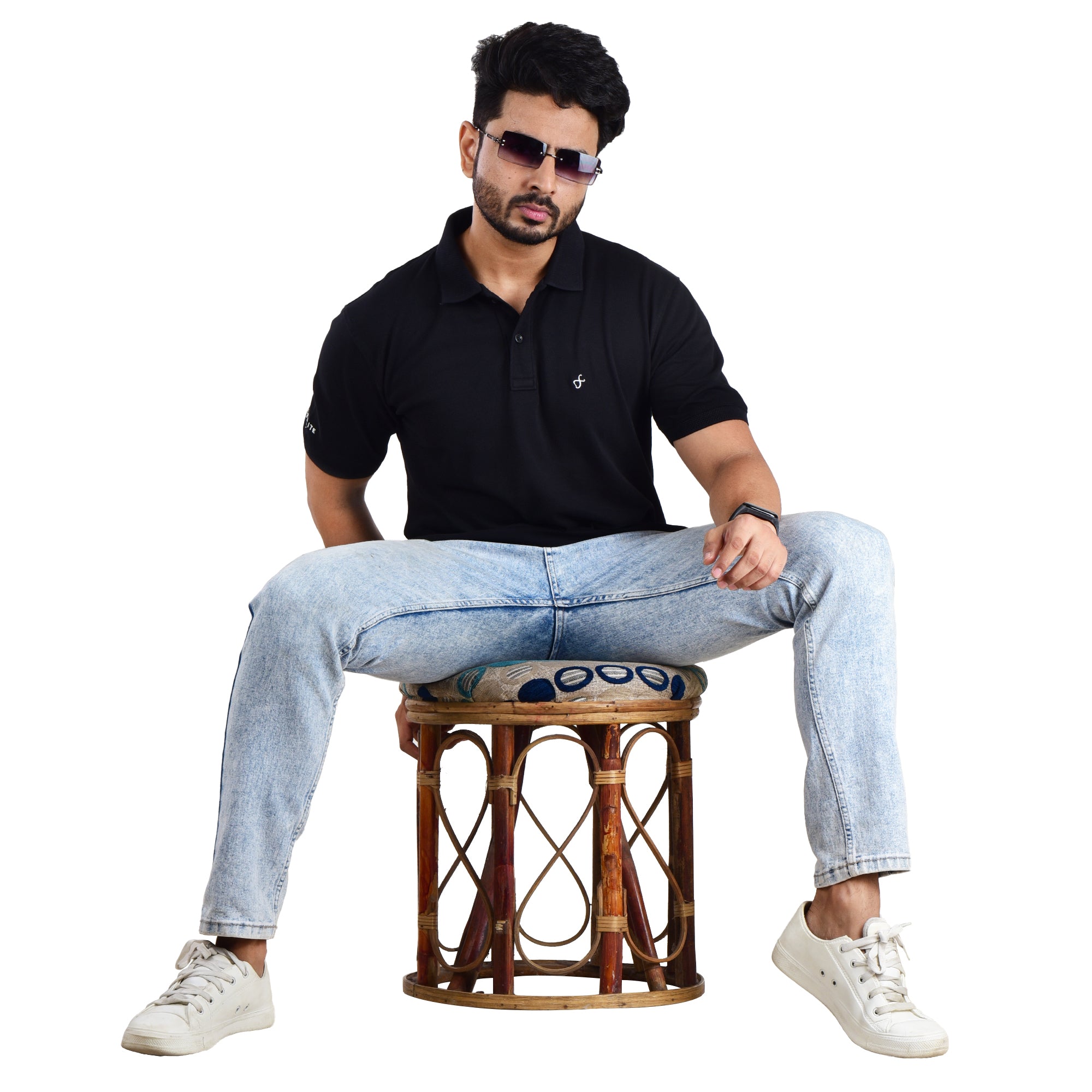 Men’s Collared T-Shirt – 100% Cotton - Black