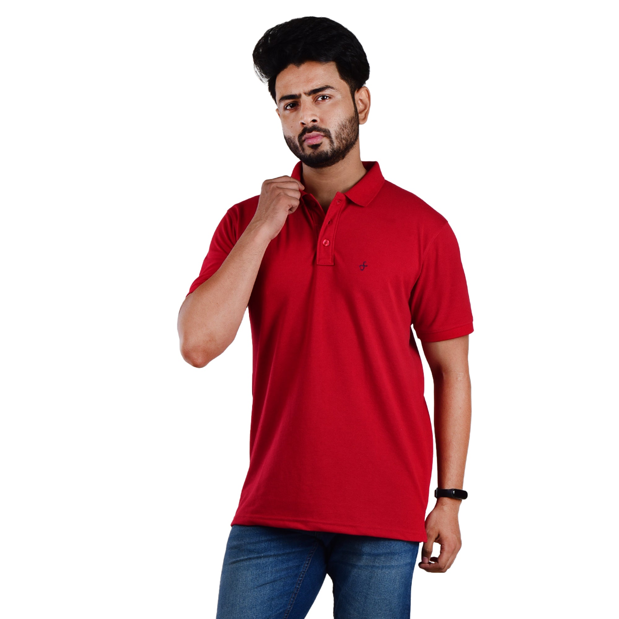 Men’s Premium Collared T-Shirt – Polyester Cotton Blend - Parrot Red
