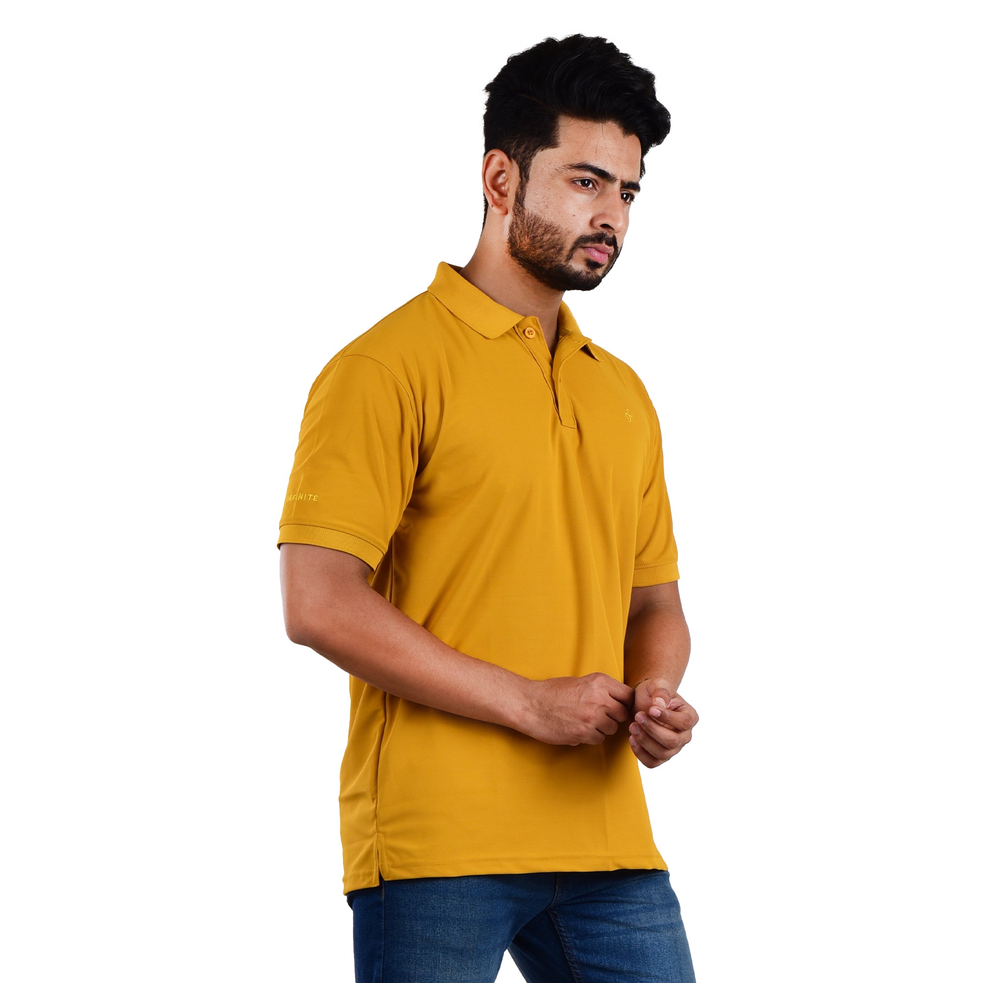 Men’s Collared T-Shirt – Polyester Spandex Blend - Yellow