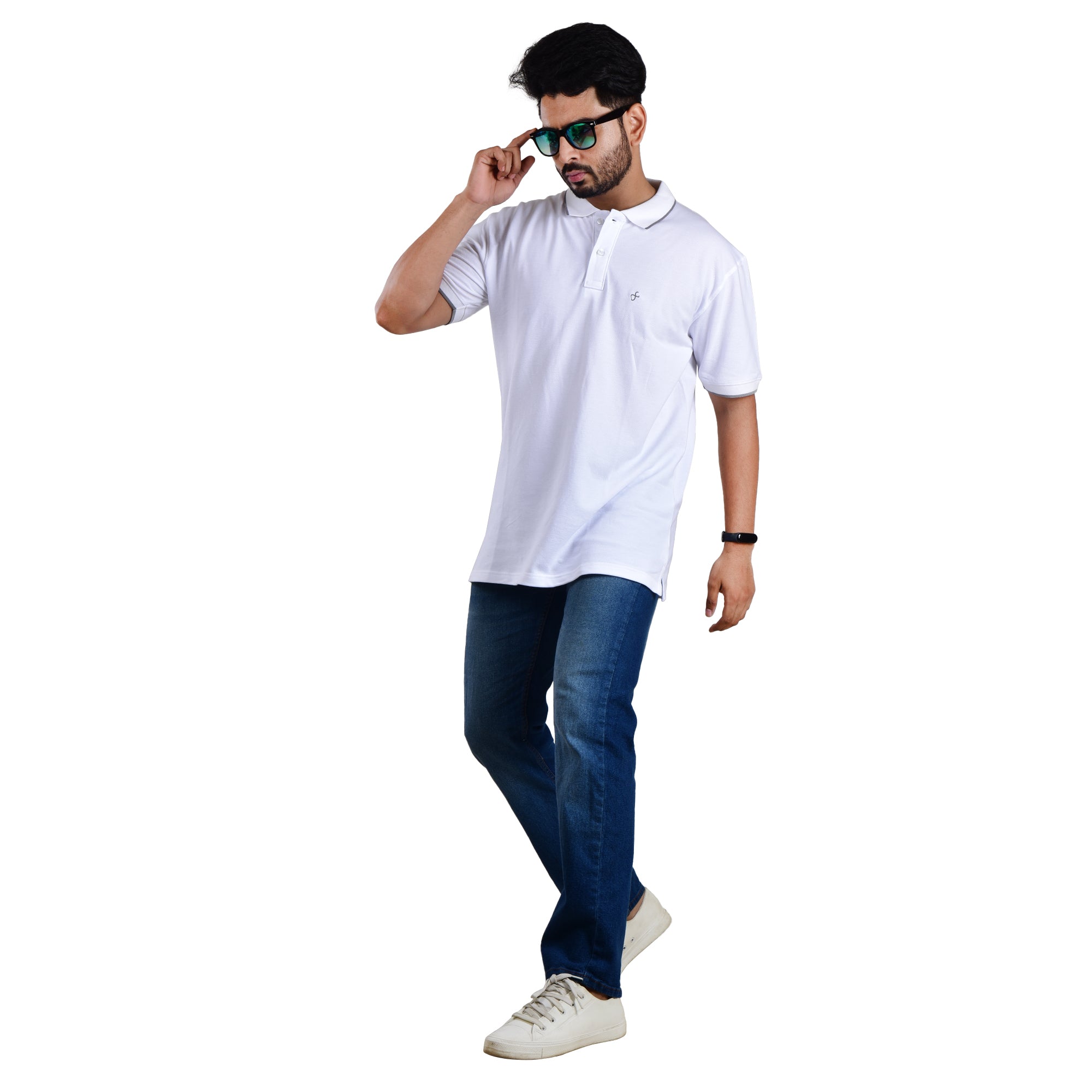 Men’s Collared T-Shirt – 100% Cotton - White