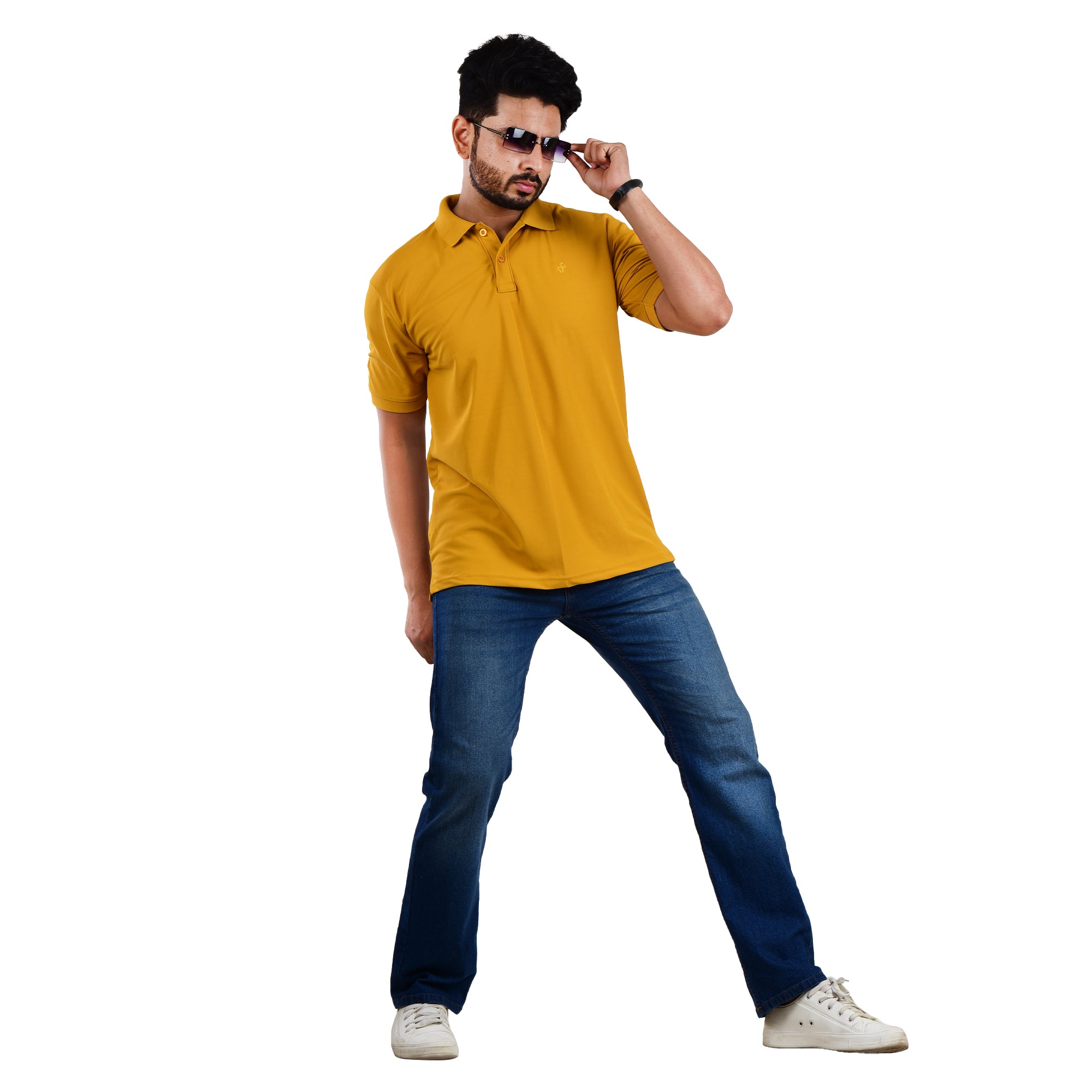 Men’s Collared T-Shirt – Polyester Spandex Blend - Yellow