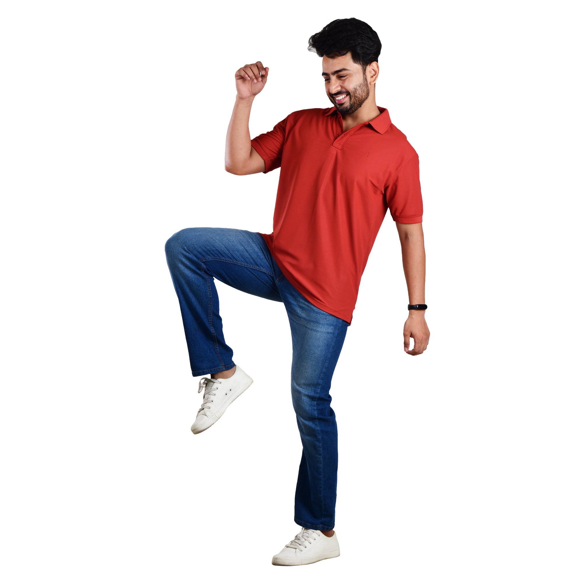 Men’s Collared T-Shirt – Polyester Spandex Blend - Light Red