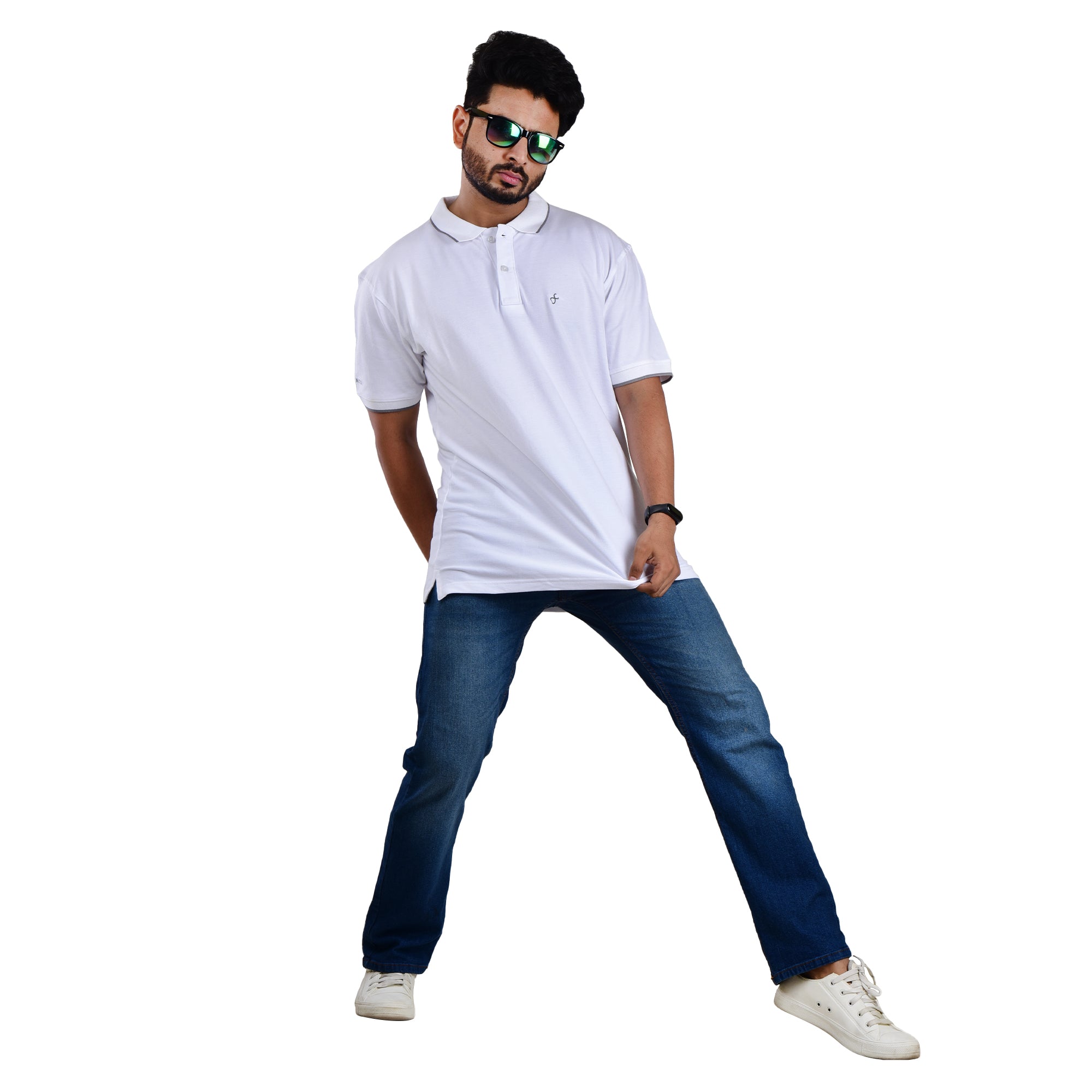 Men’s Collared T-Shirt – 100% Cotton - White