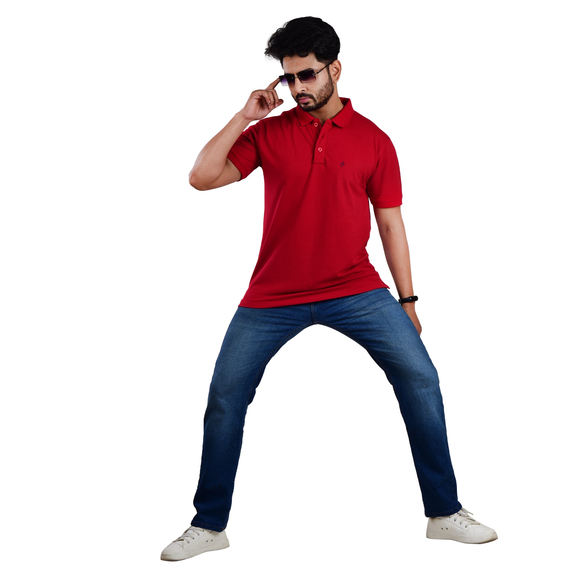 Men’s Premium Collared T-Shirt – Polyester Cotton Blend - Parrot Red