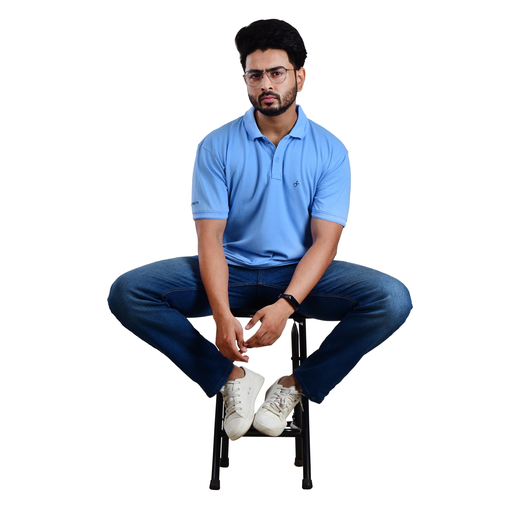 Men’s Collared T-Shirt – 100% Cotton - Light Blue