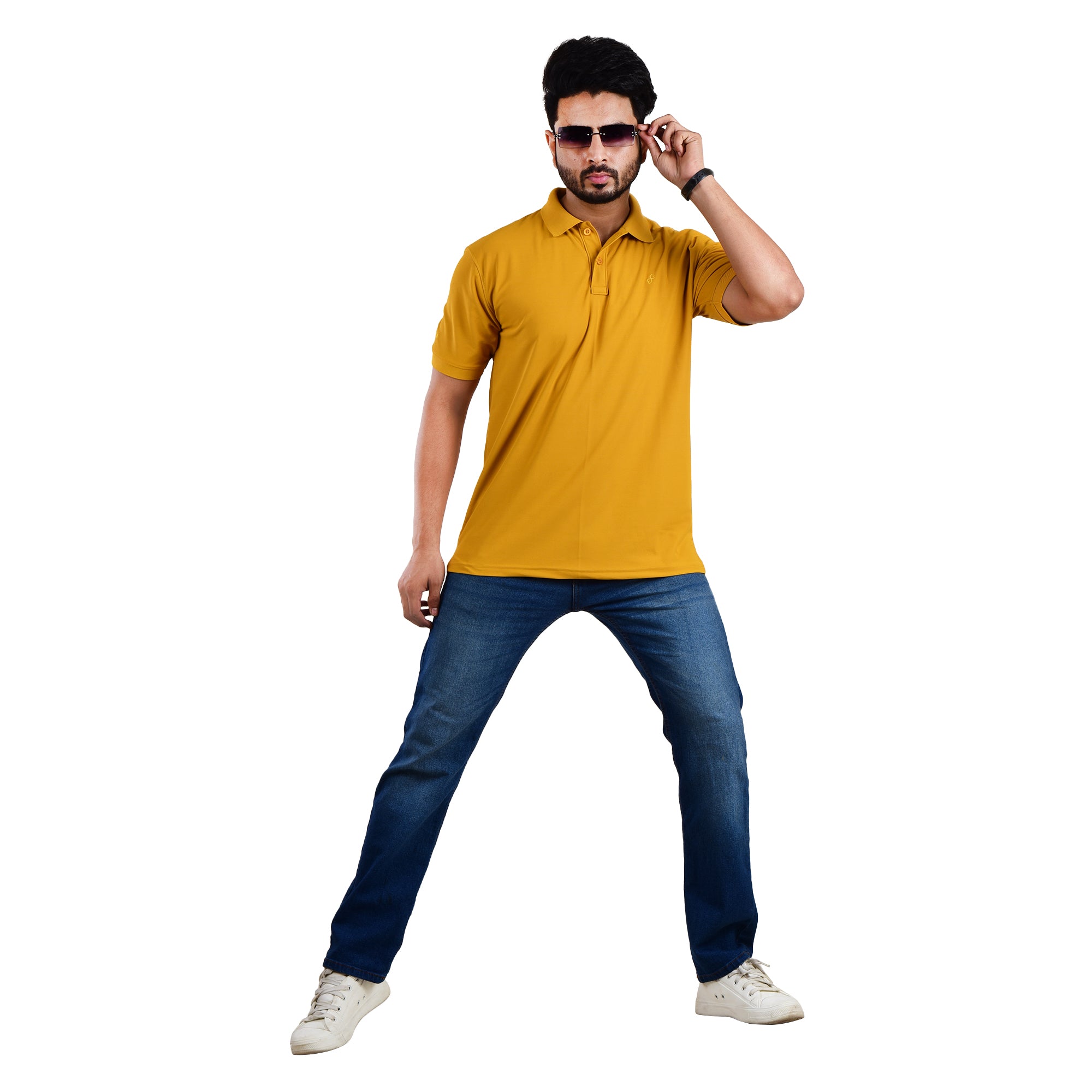 Men’s Collared T-Shirt – Polyester Spandex Blend - Yellow